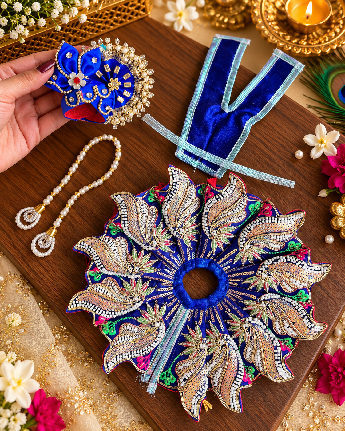 Royal Neelkamal Designer Poshak Set for Laddu Gopal Ji 💙
