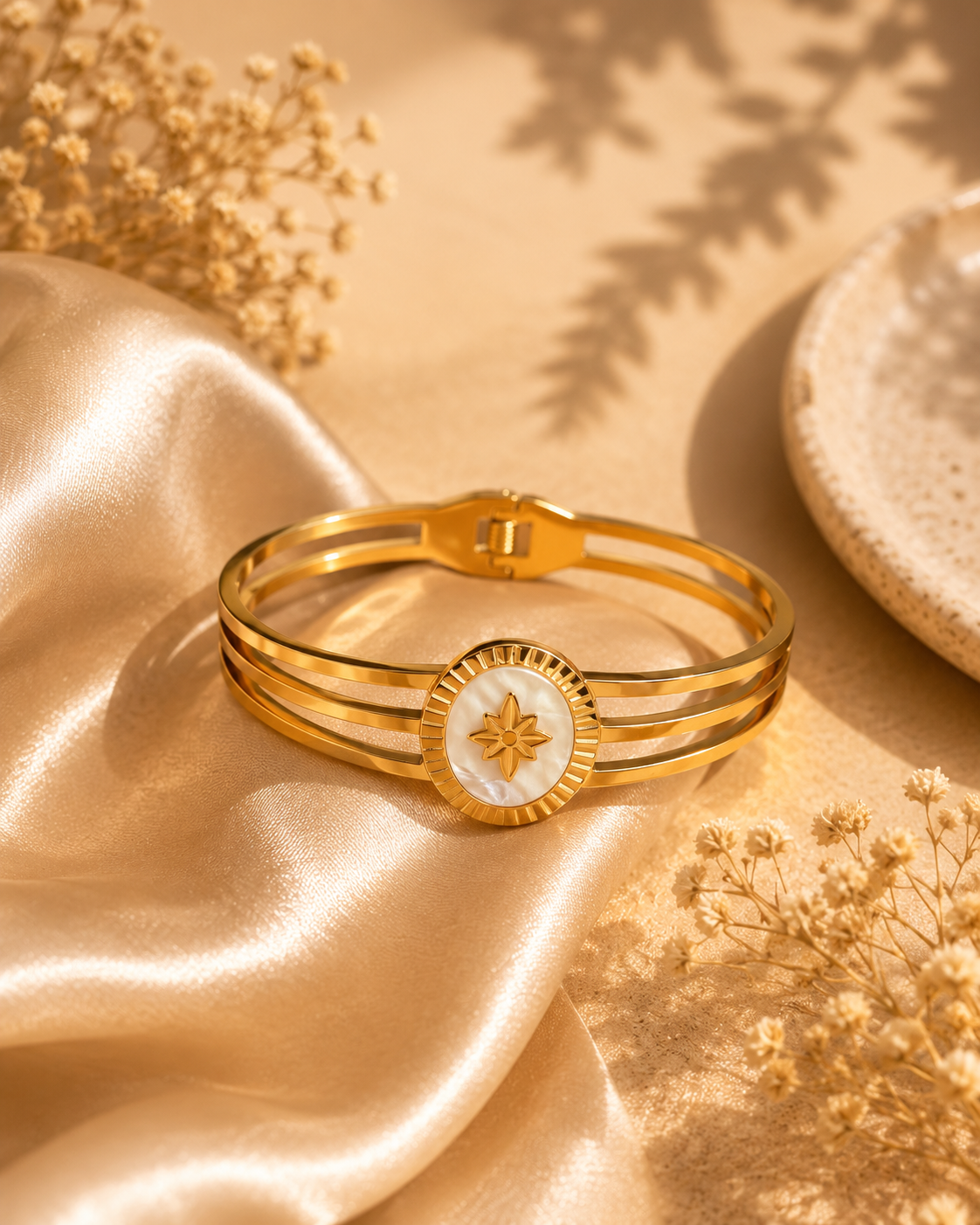 Celeste Mother of Pearl Gold Cuff Bracelet (Korean) ⭐️