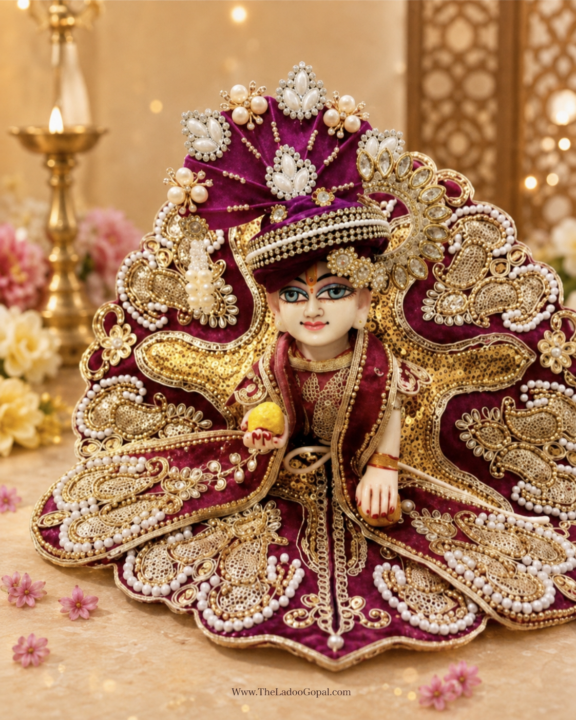 Shyam Mohini Royal 4-Piece Poshak Set ( Royal Burgandy Color )