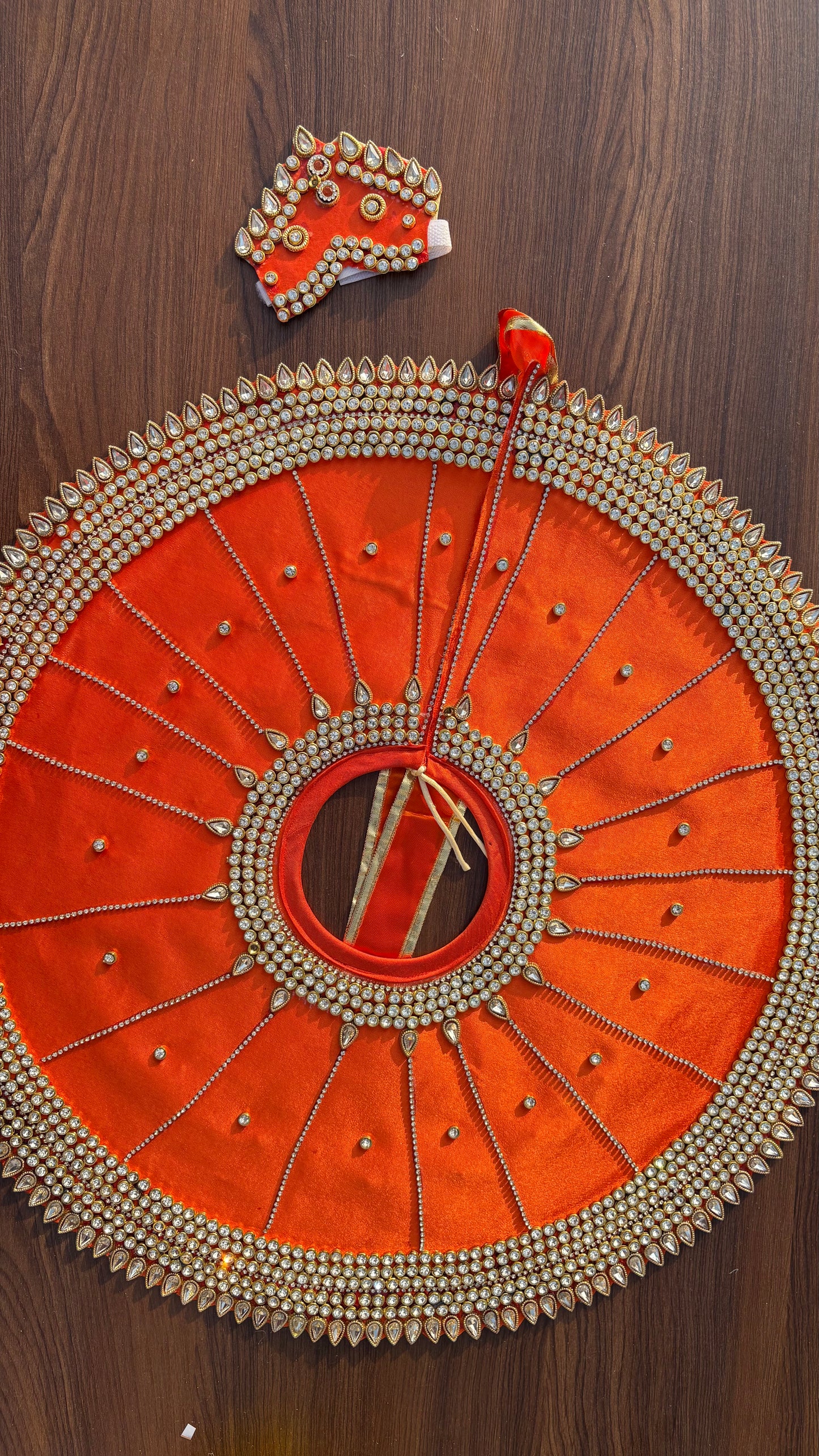 Orange Heavy Kundan Work Frock Size 10