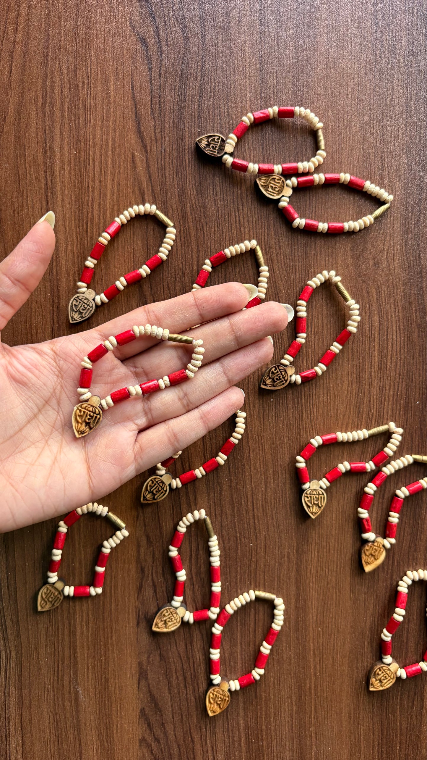 Red Tulsi Mala with Radha Locket