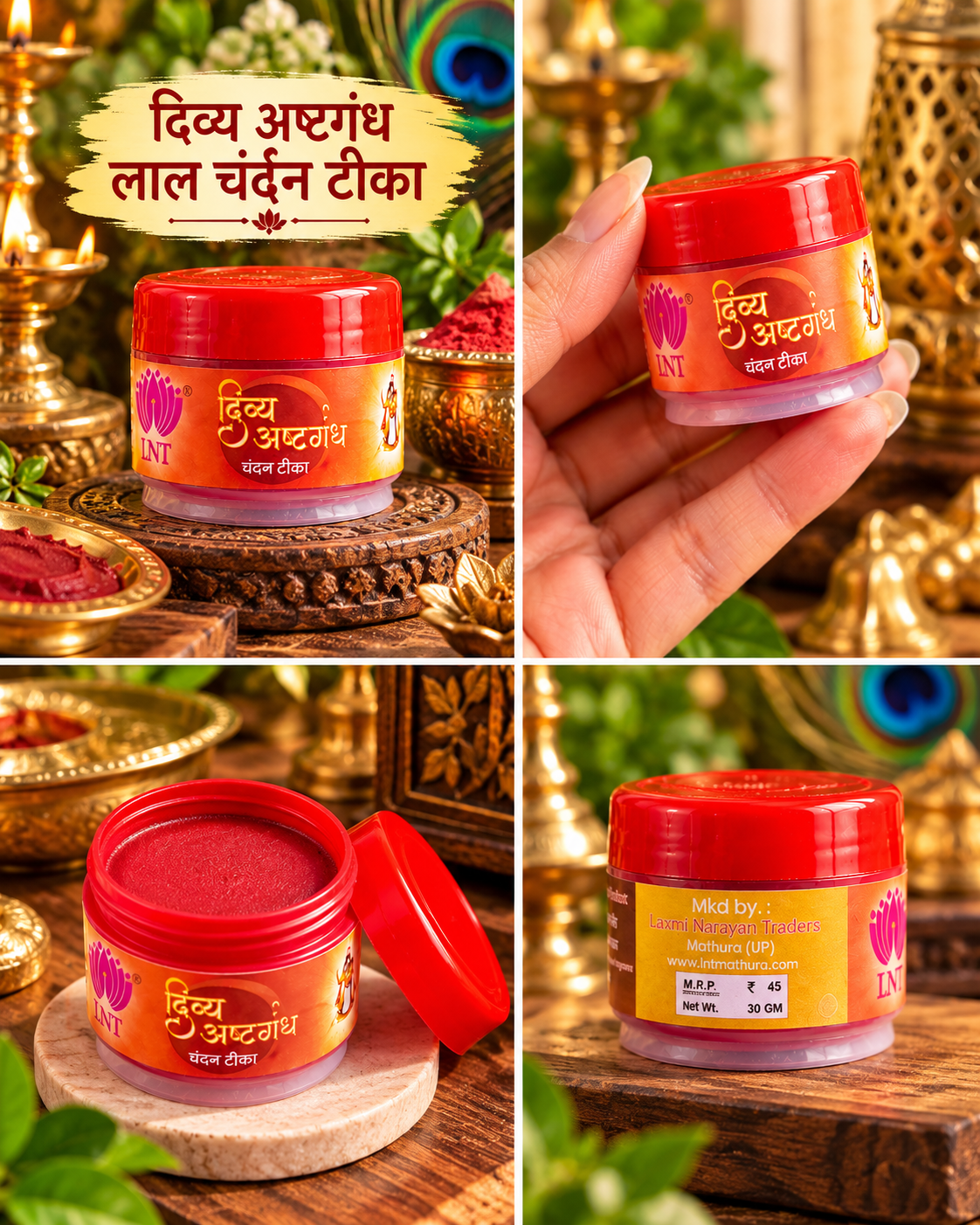 Divya Ashtagandh Lal Chandan Tika | Red Chandan Tilak – 30gm ❤️
