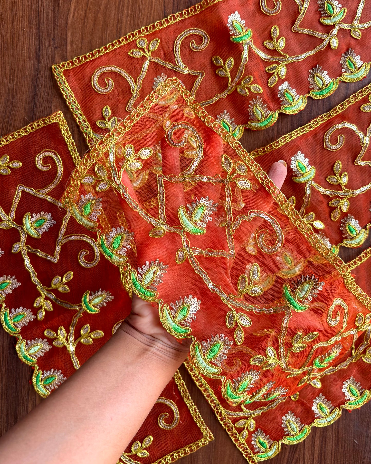 Orange Net Chunni (Radha Rani)🧡