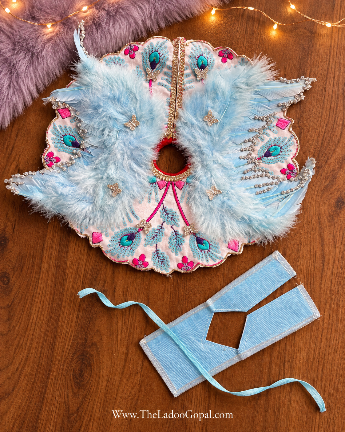 Feather Butterfly Dress 2 piece Set for Laddu Gopal