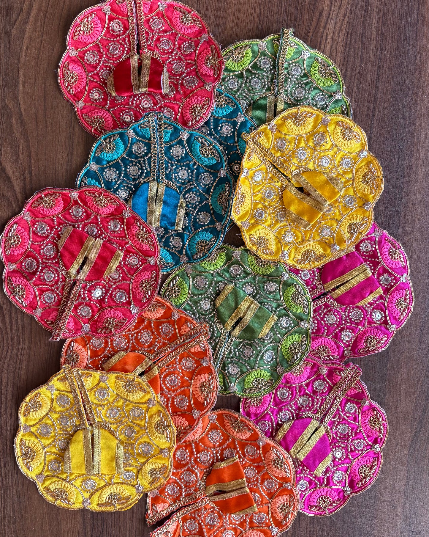 Laddu Moti Cut Work- Sequins Embroidery Work Frock for Laddu gopal