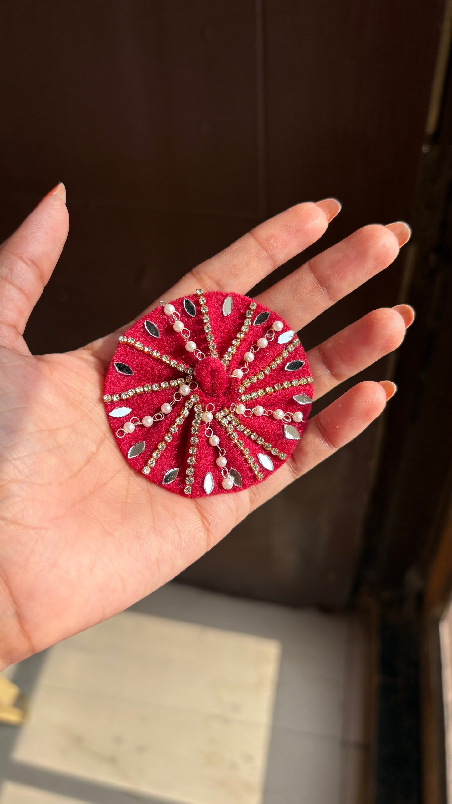Khushi Red Moti Work Frockđź‘‘ (Heavy Work)