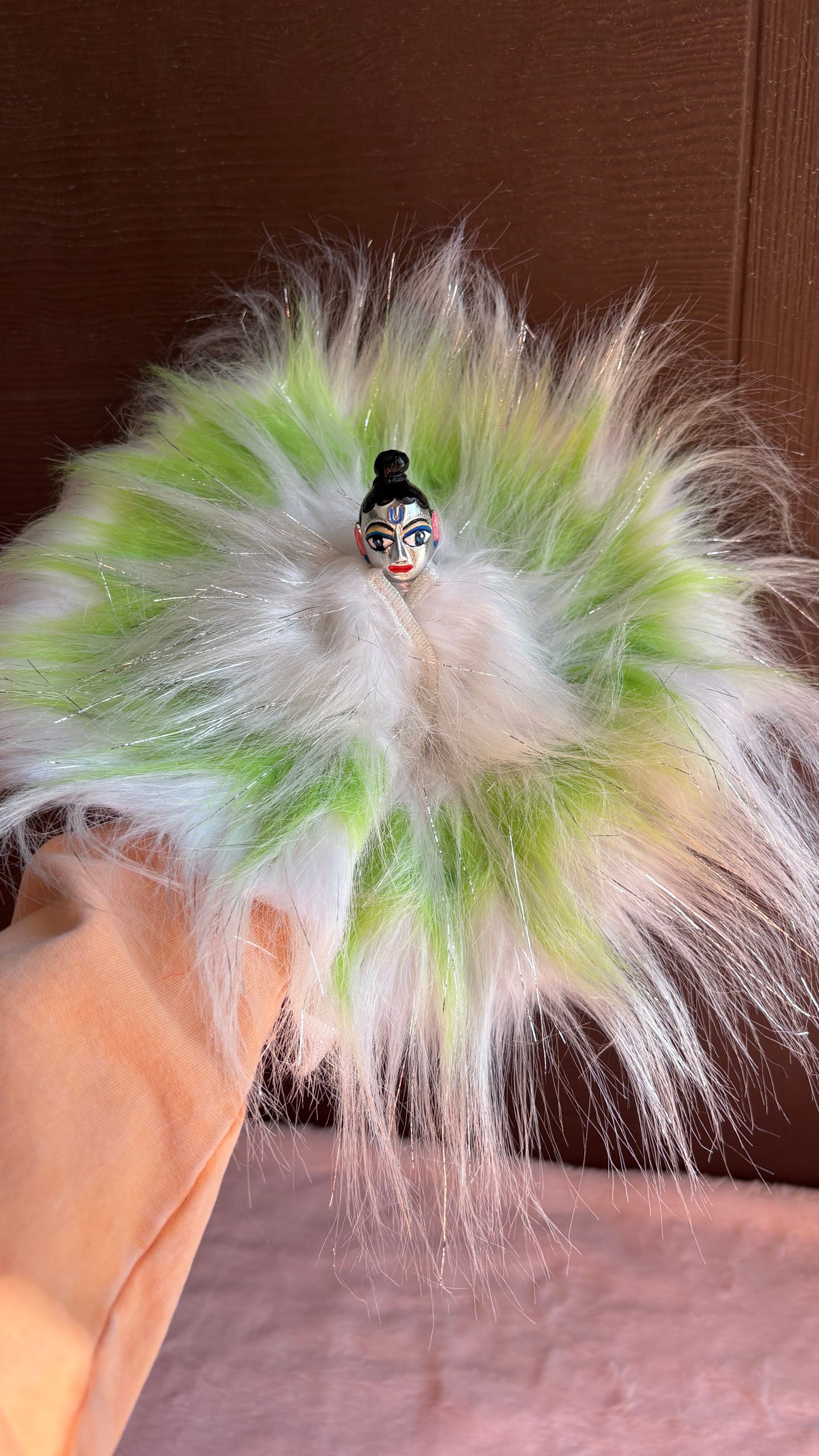 Shimmery Silver Tinsels Fur Frock