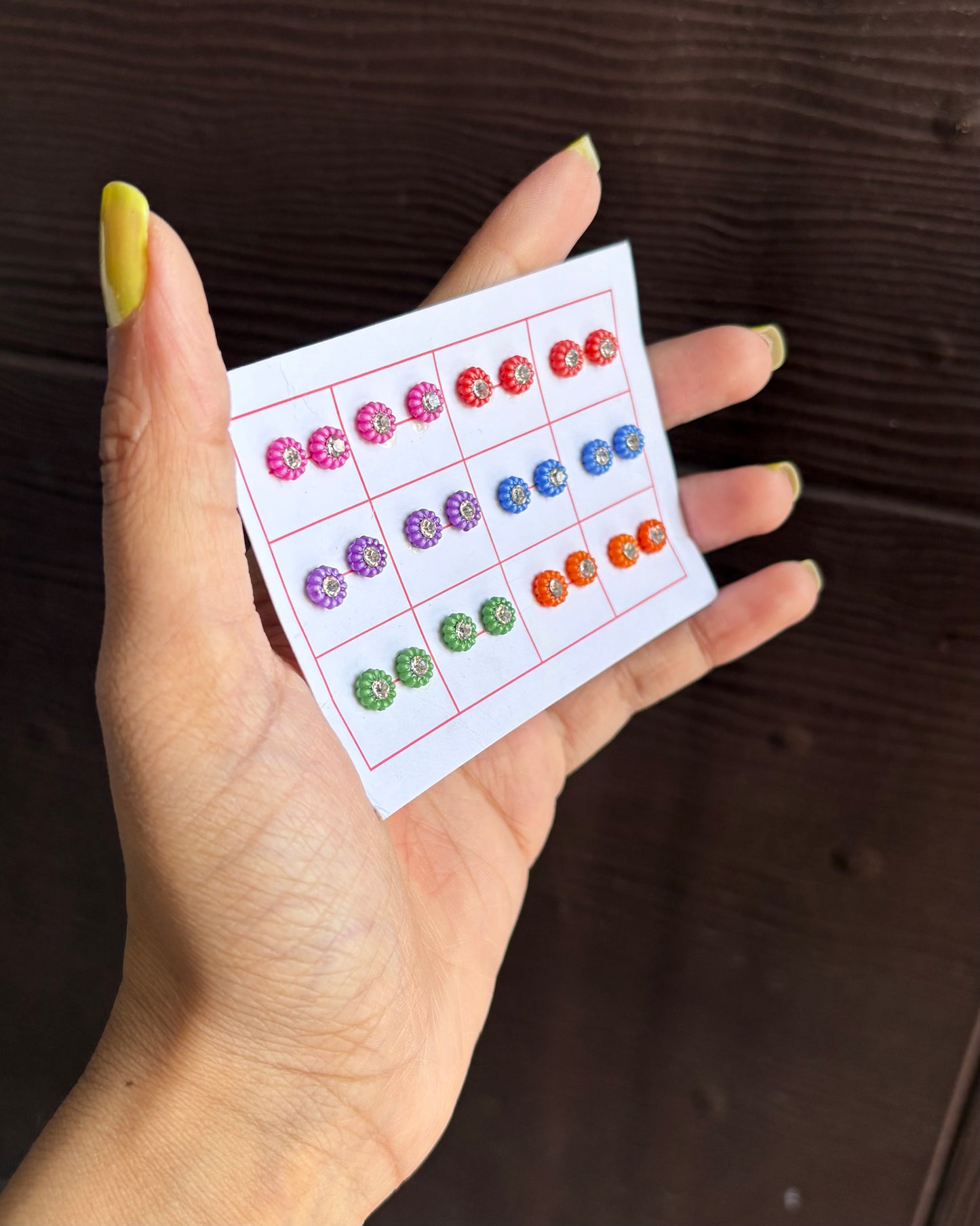 Diamond Colorful Round Earrings (to be Pasted by Wax) D2