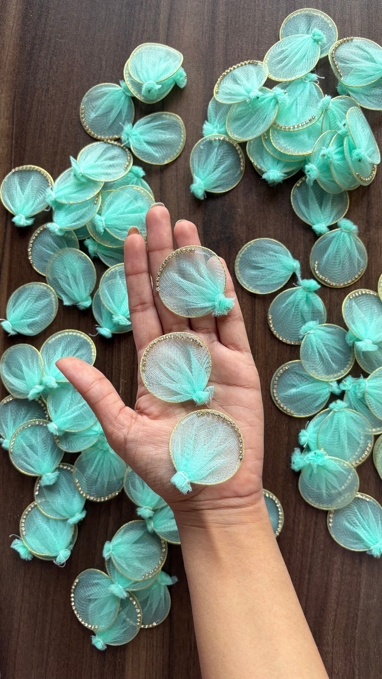 Sea Green Net Petal (Pack of 10 pieces) Dress Decoration Raw Material