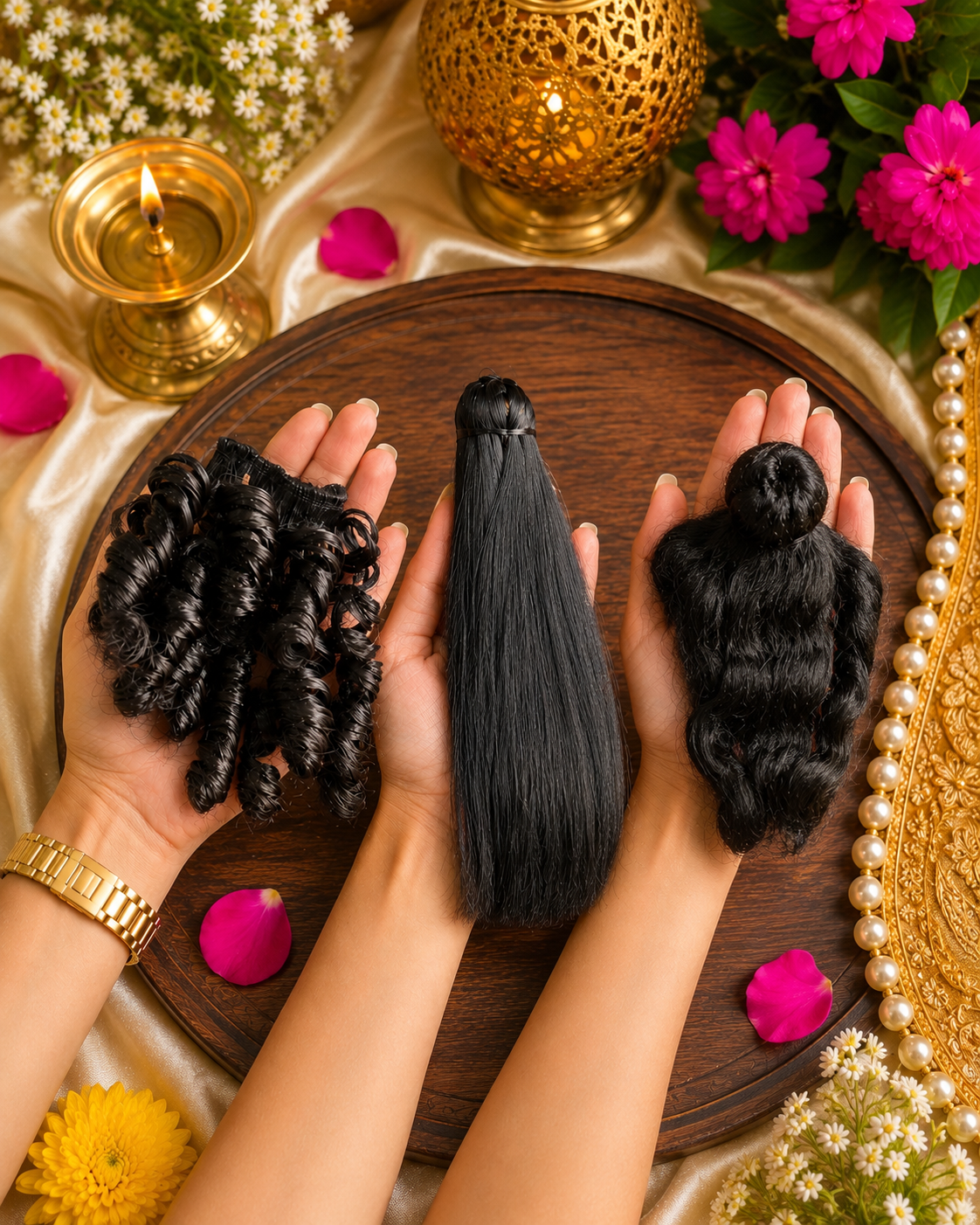 Hair Wig Curly & Plain ( Radha Rani & Laddu Gopal )