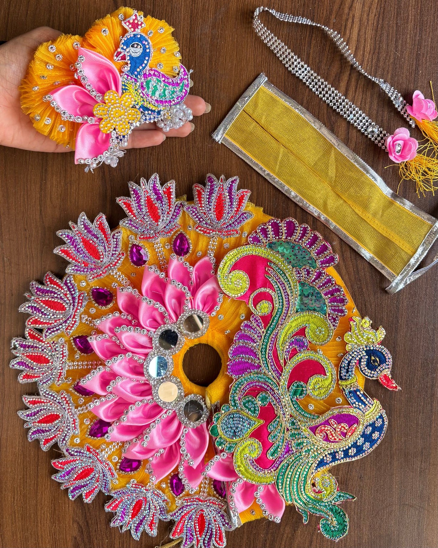 Lotus Pitambari Premium Shringar 🩷💛💜 + Mukut Pagdi & Patka (Janmashtami)