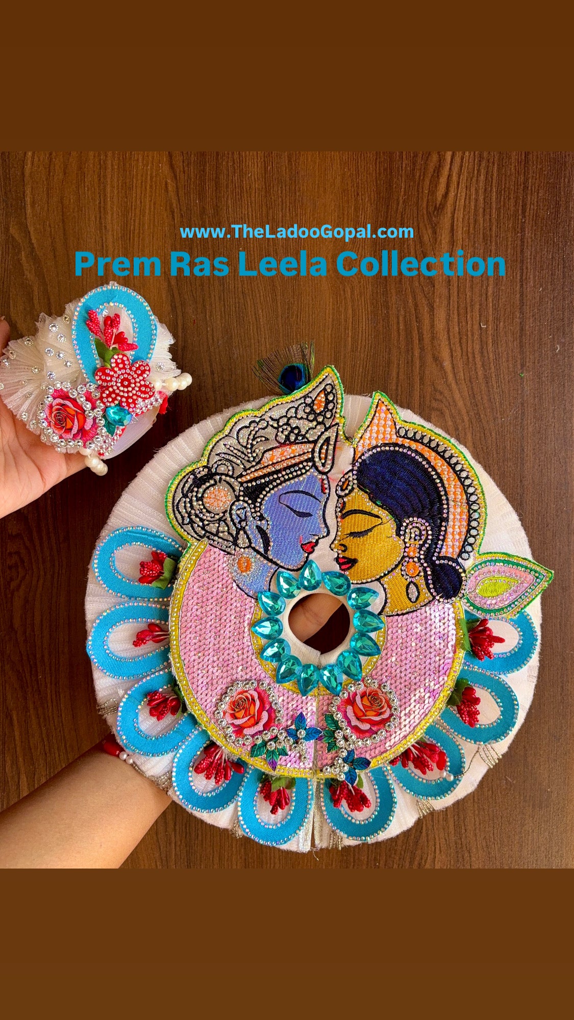 Prem Ras Leela Poshak 🩵Collection + Mukut Pagdi (Premium Designer Frock)
