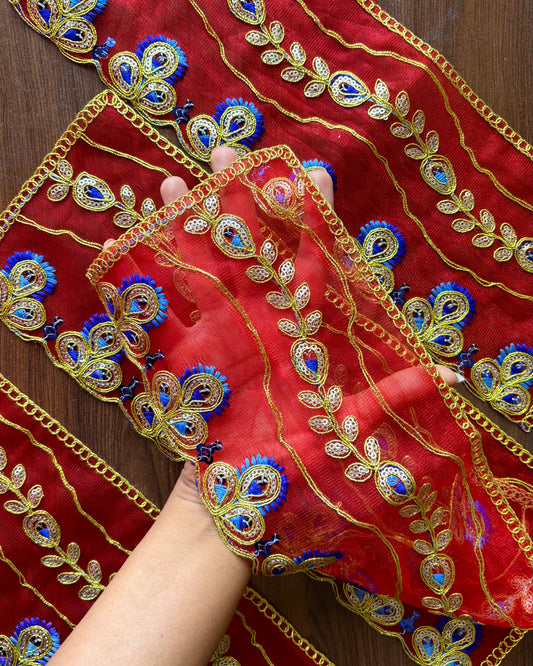 Red- Blue Net Chunni (Radha Rani) ❤️
