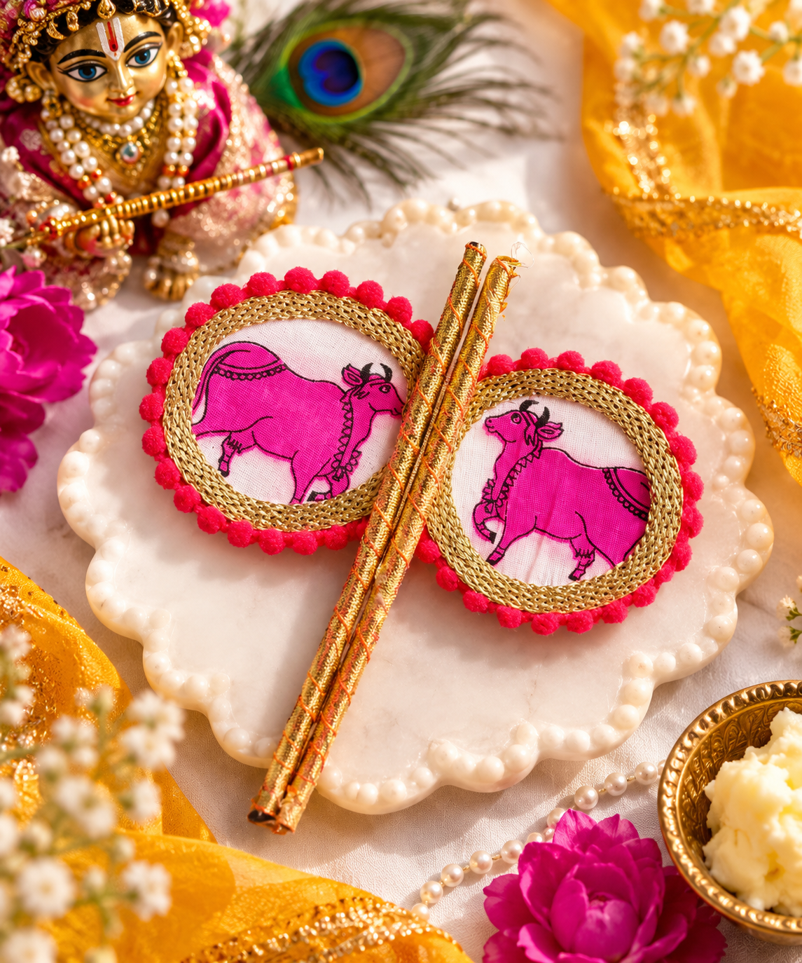 Pankhi PomPom (Thakur Seva) 🪭 Cow Print
