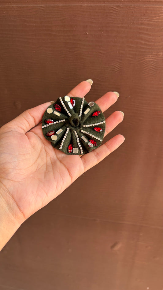 Gopu Olive Green - Red Stone (Winter frock)