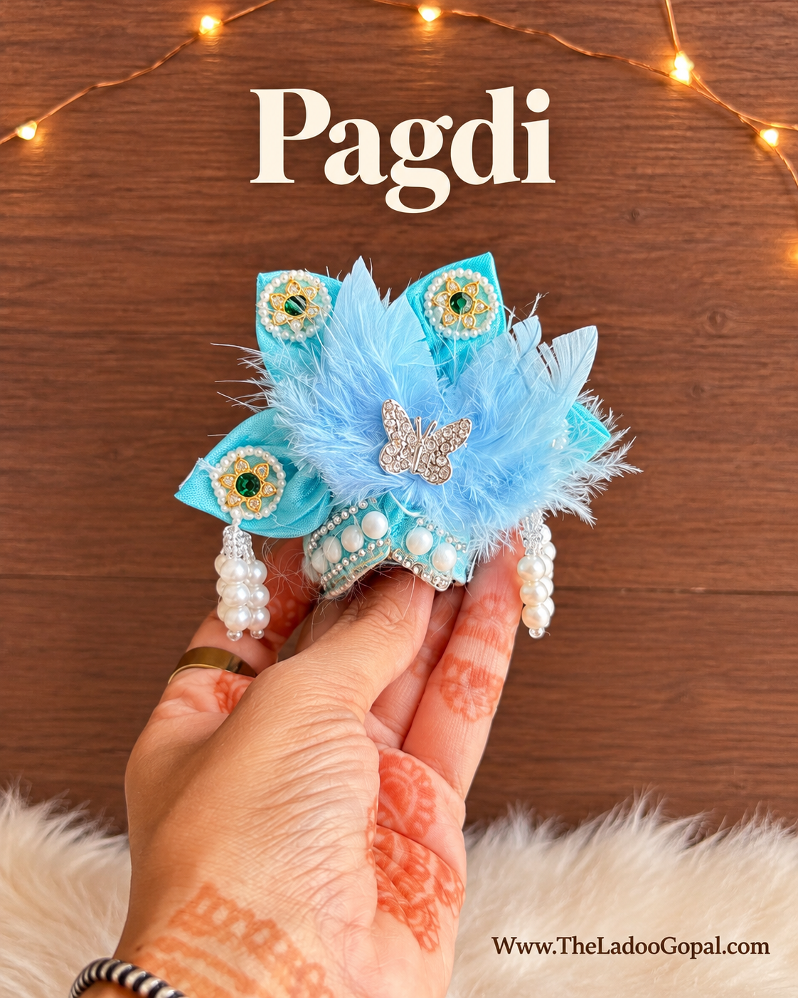 Radhe Butterfly Feather Dress 3 piece Set for Laddu Gopal