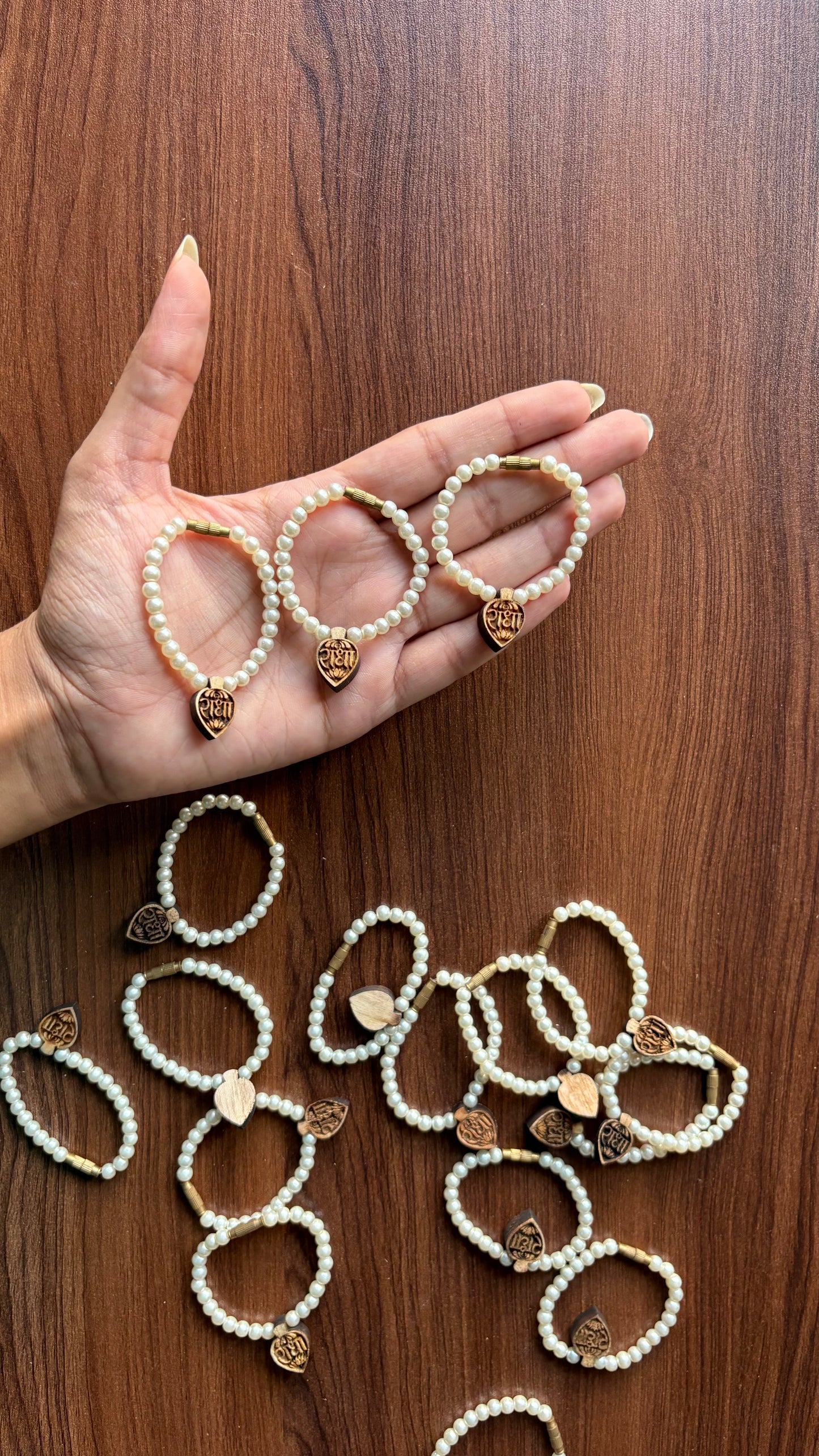 White Moti Radha Tulsi Mala D43