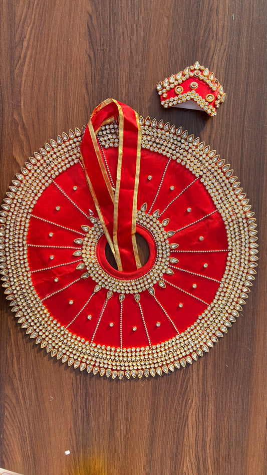 Red Heavy Kundan Work Frock Size 8,9 (16inch  frock)