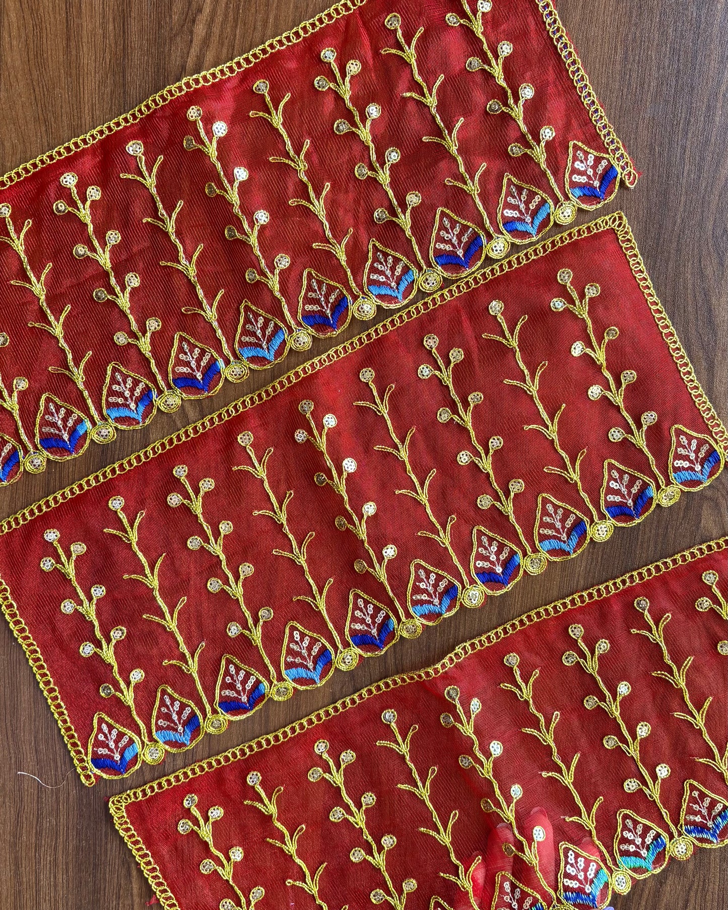 Red Golden - Blue Net Chunni (Radha Rani) ❤️