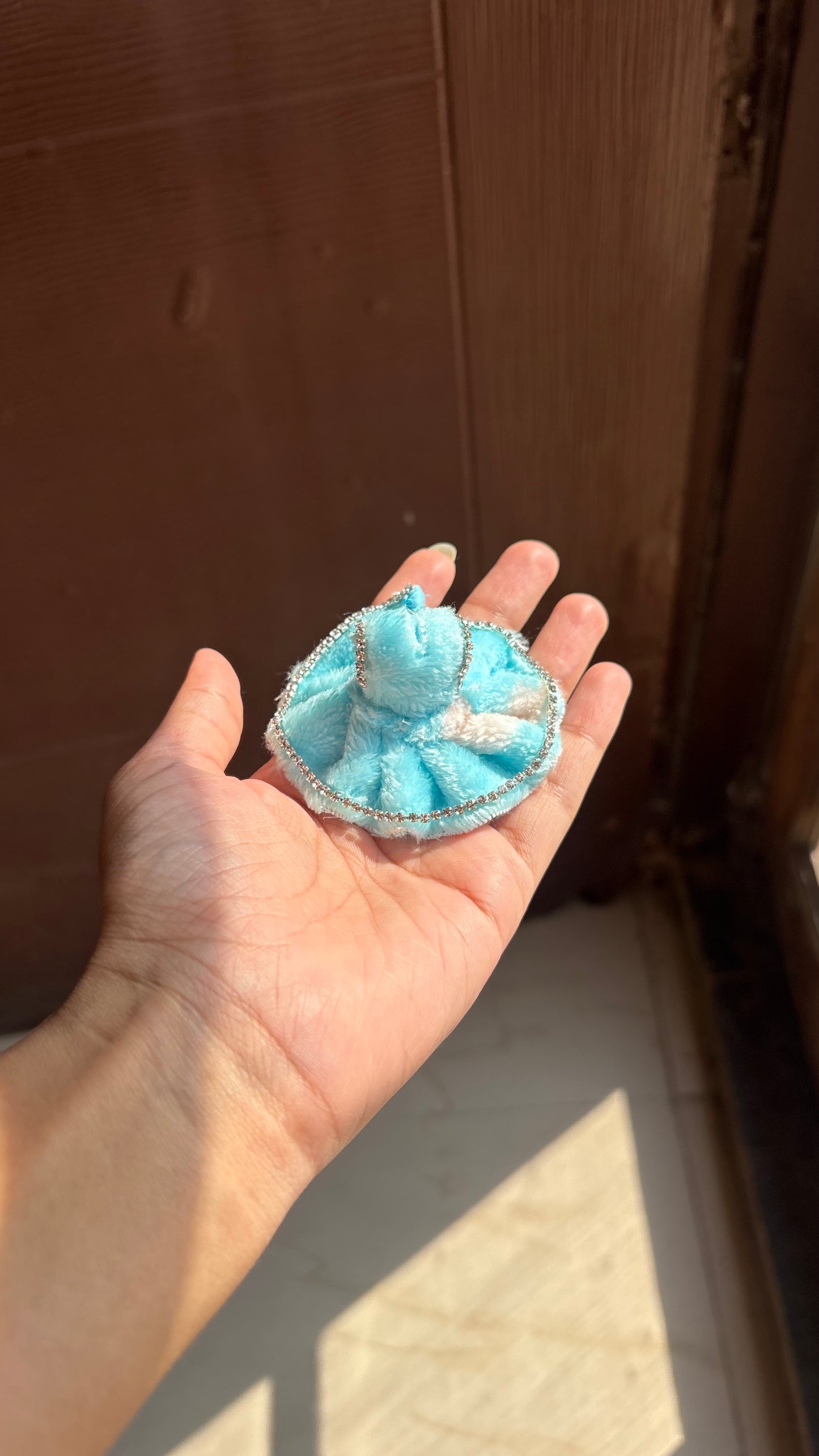 Sky blue Fur Winter Frock -Tich Button Size 000  (Handmade)