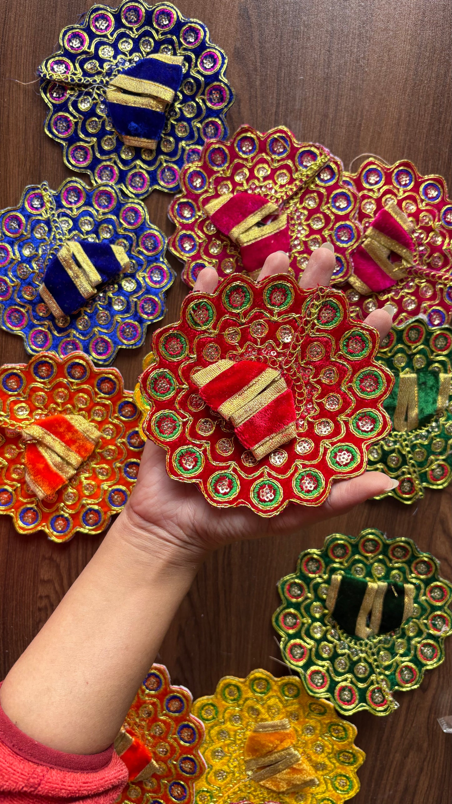 Light Velvet Frock laddugopal Size 2