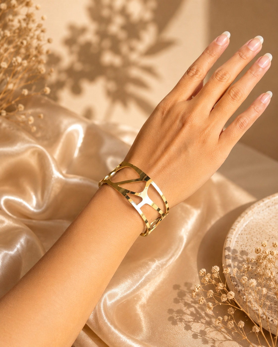 Luxe Cutwork Gold Cuff Bracelet (Korean) ⭐️