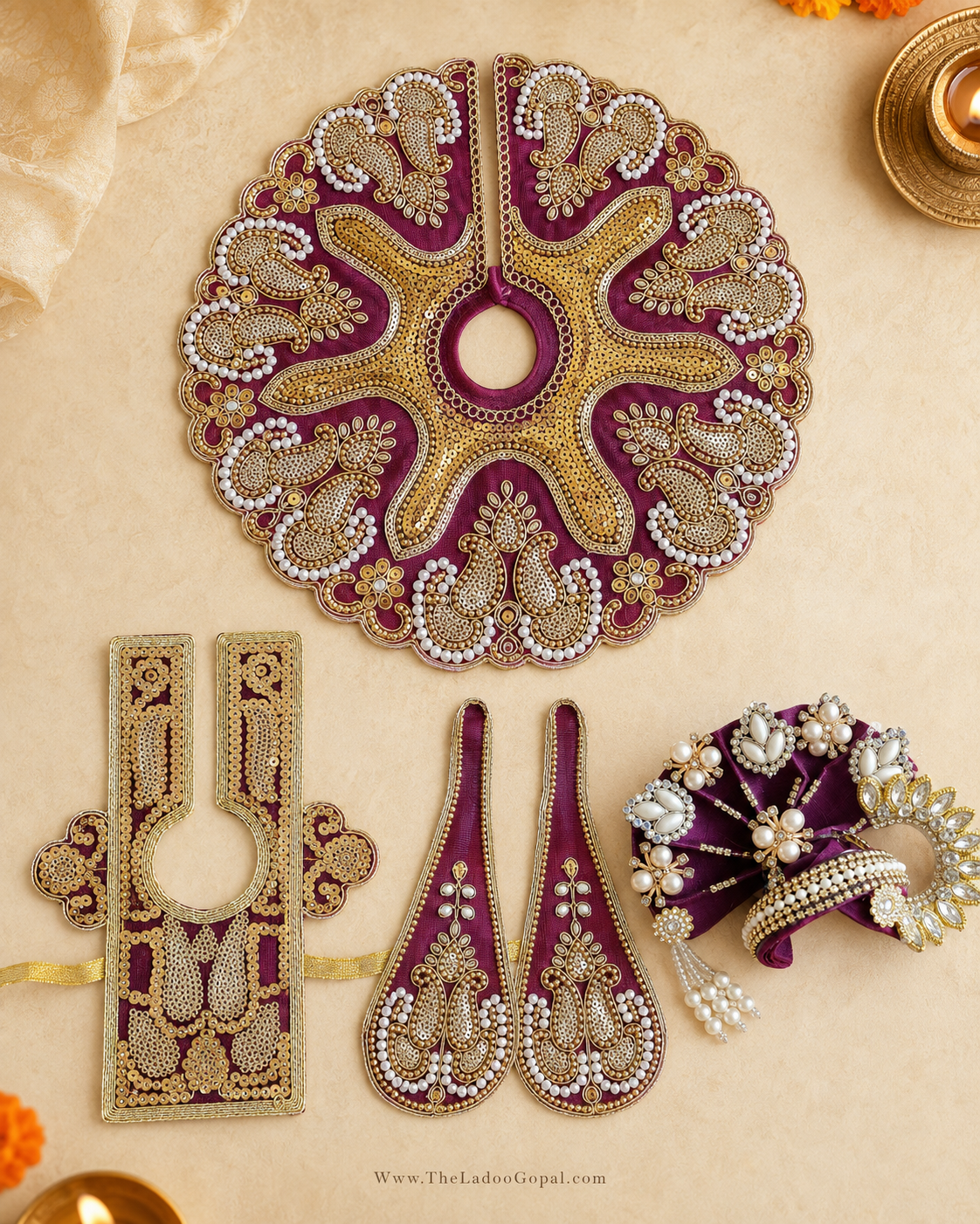 Shyam Mohini Royal 4-Piece Poshak Set ( Royal Burgandy Color )