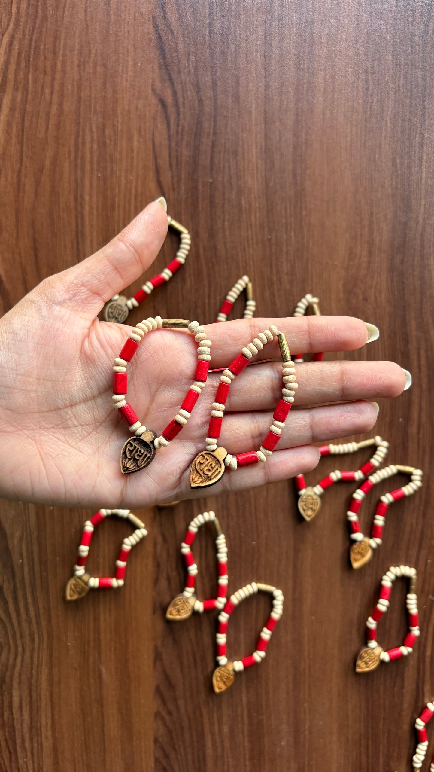 Red Tulsi Mala with Radha Locket