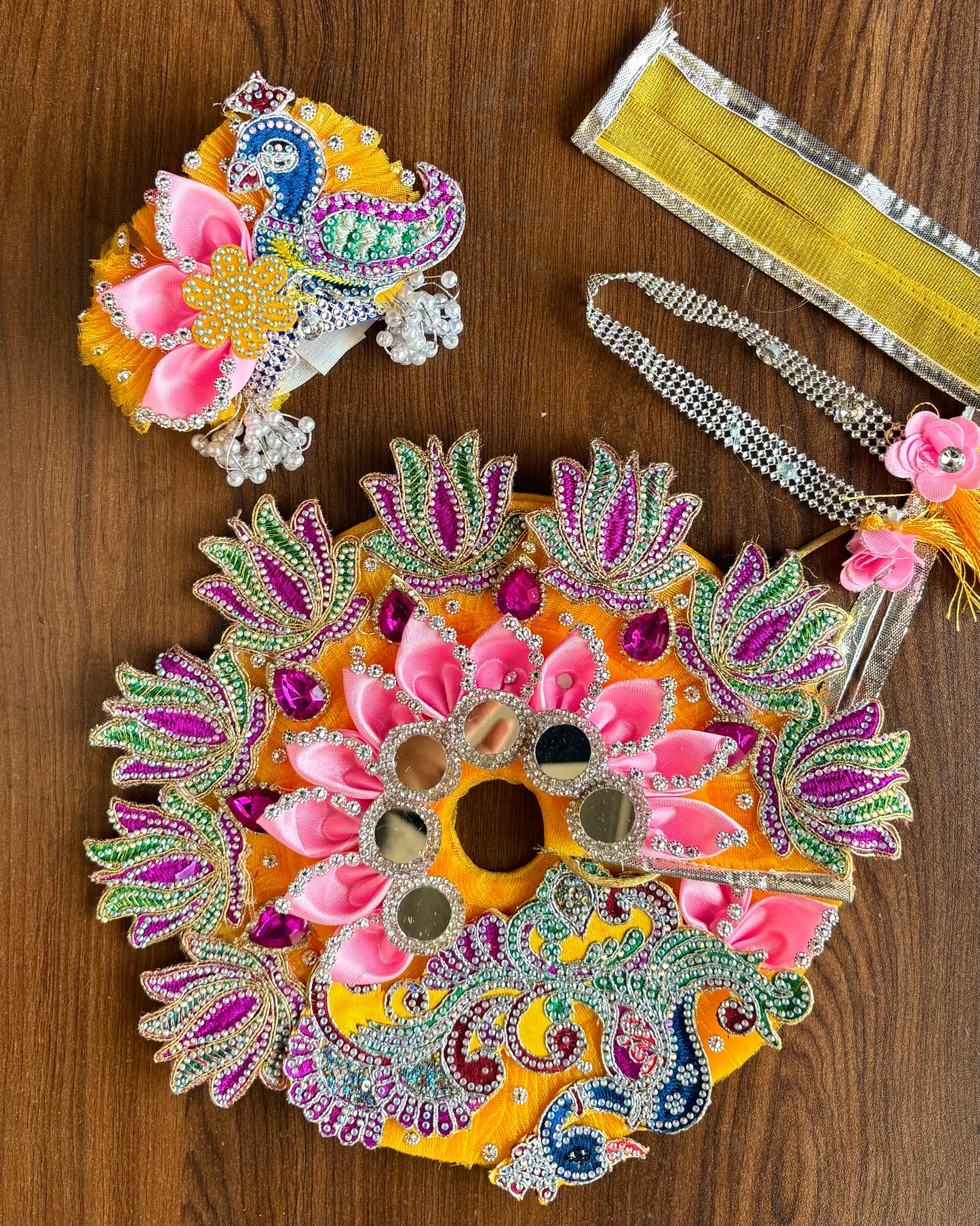 Lotus Pitambari Premium Shringar 🩷💛💜 + Mukut Pagdi & Patka (Janmashtami)