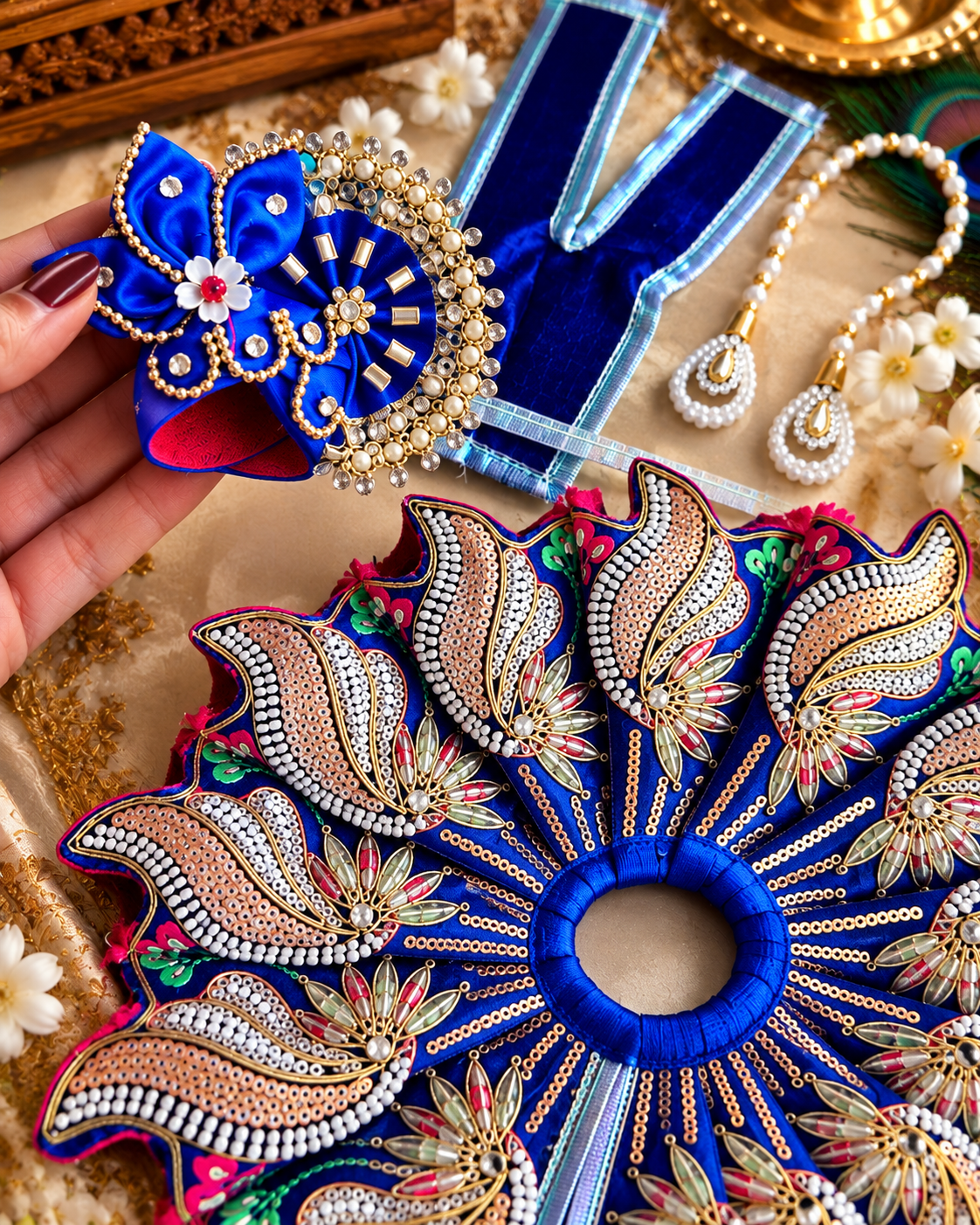 Royal Neelkamal Designer Poshak Set for Laddu Gopal Ji 💙