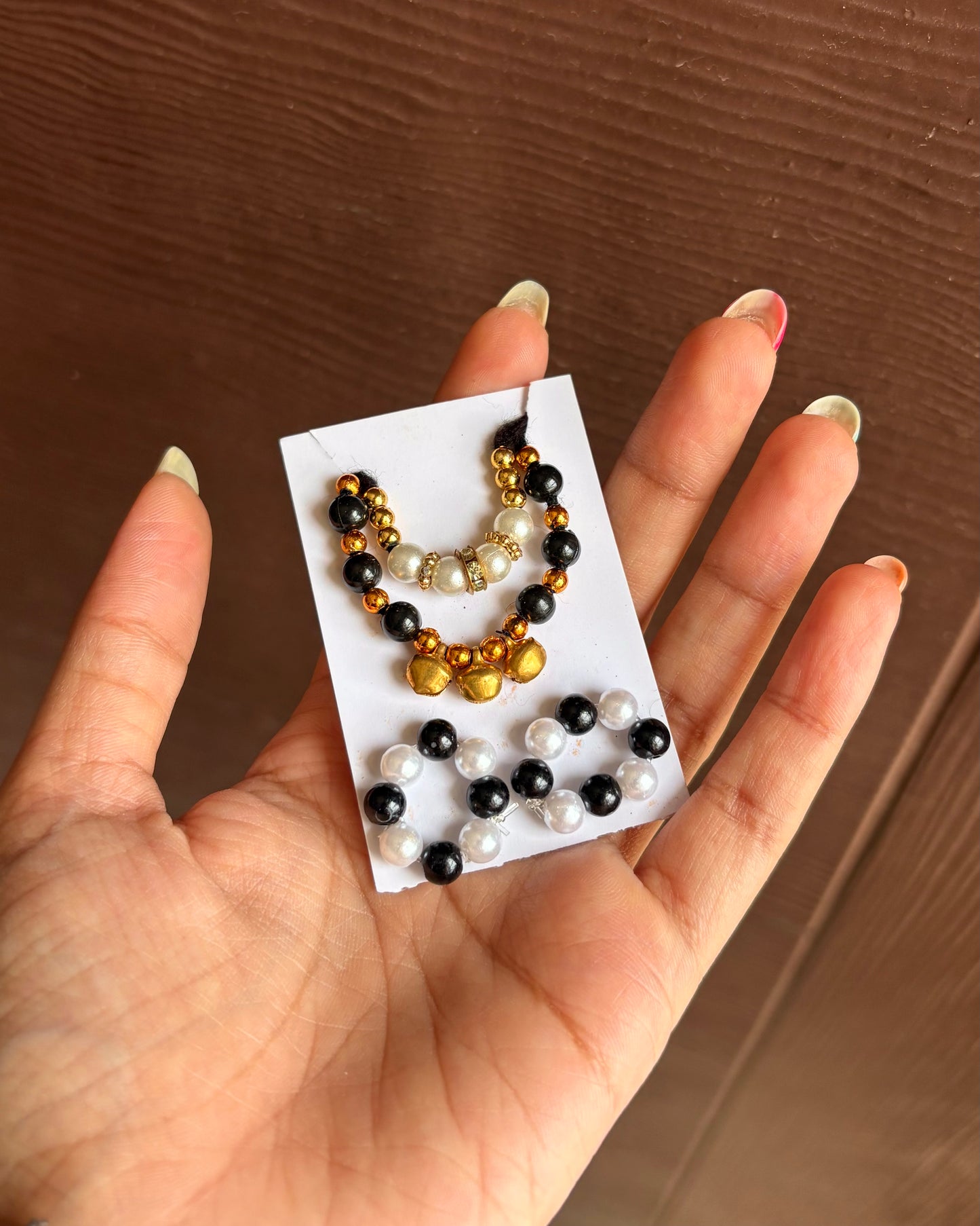 Ghungroo Nazariye & Bracelets Set 🤍🖤🩶 (Size 4,5)