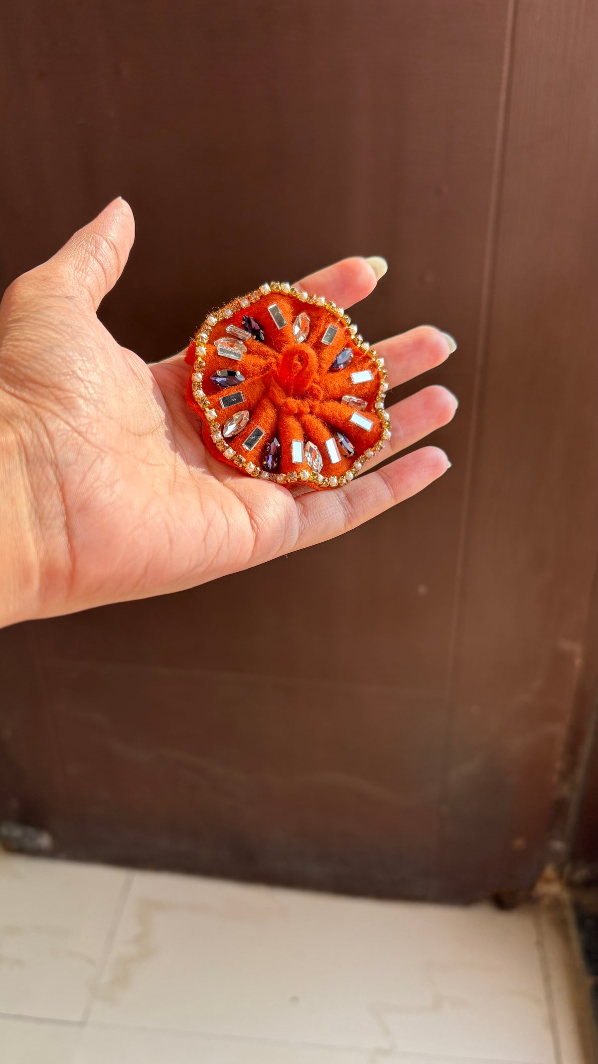 Gopu Orange & Dark purple Stone (Winter frock)