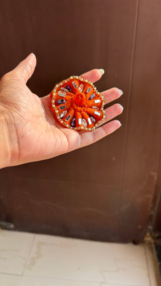 Gopu Orange & Dark purple Stone (Winter frock)