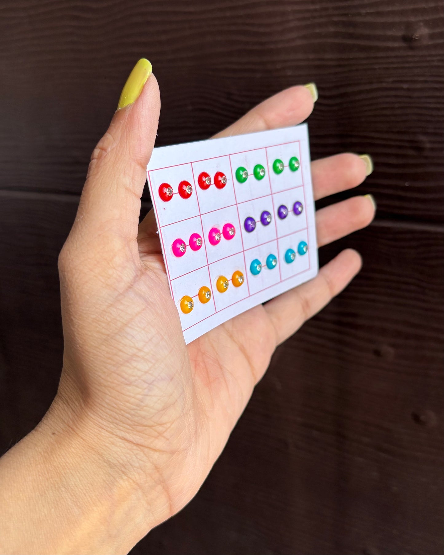 Diamond Circle Colorful Round Earrings (to be Pasted by Wax) D6