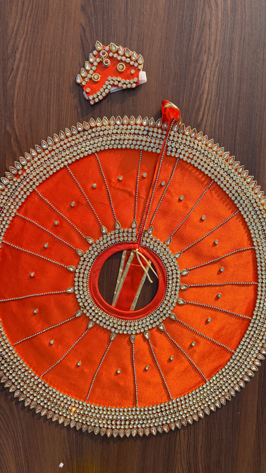 Orange Heavy Kundan Work Frock Size 10