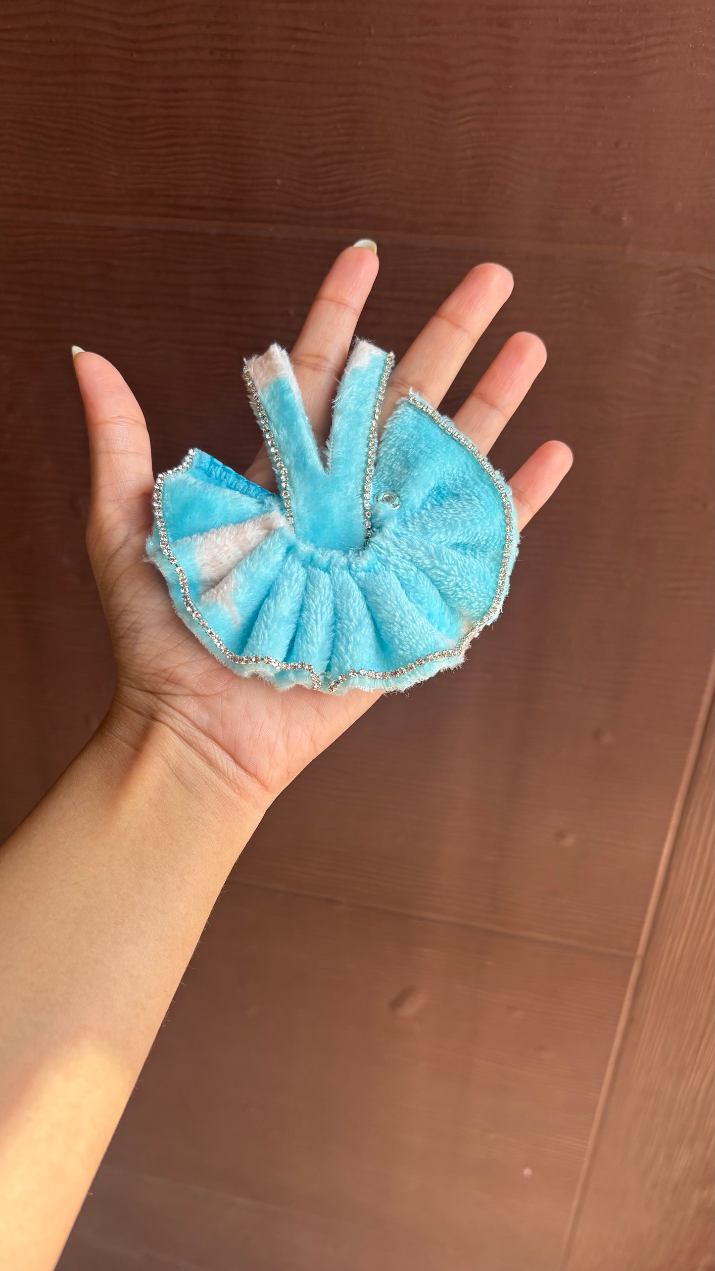 Sky blue Fur Winter Frock -Tich Button Size 000  (Handmade)