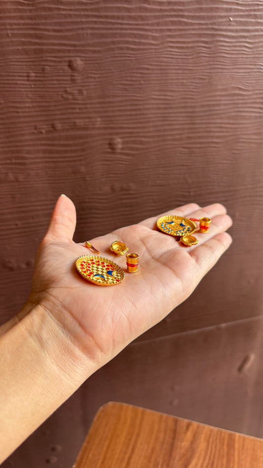 Miniature Thali Set (Plate spoon katori glass)