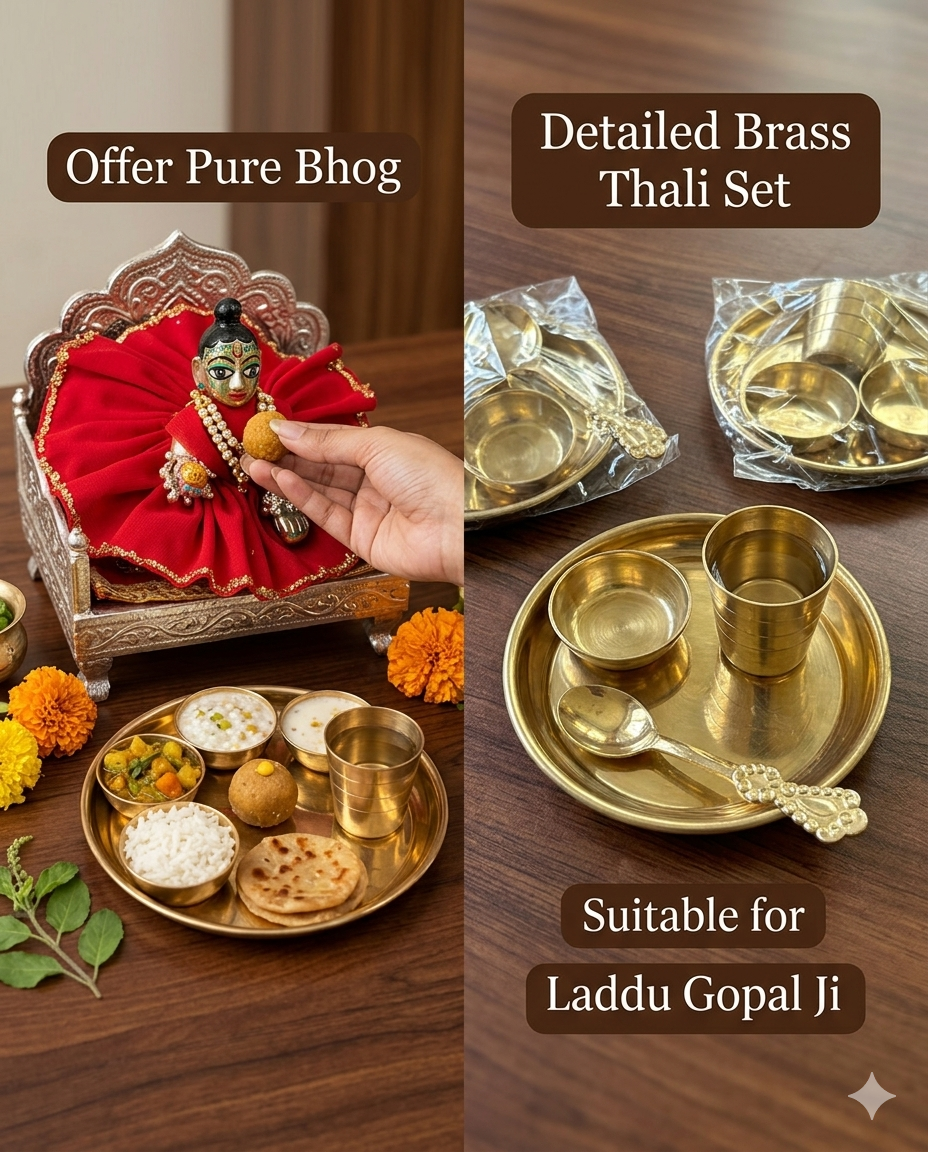 Bhog Thali (2 Katori, 1 Plate, 1 Spoon, 1 Glass)