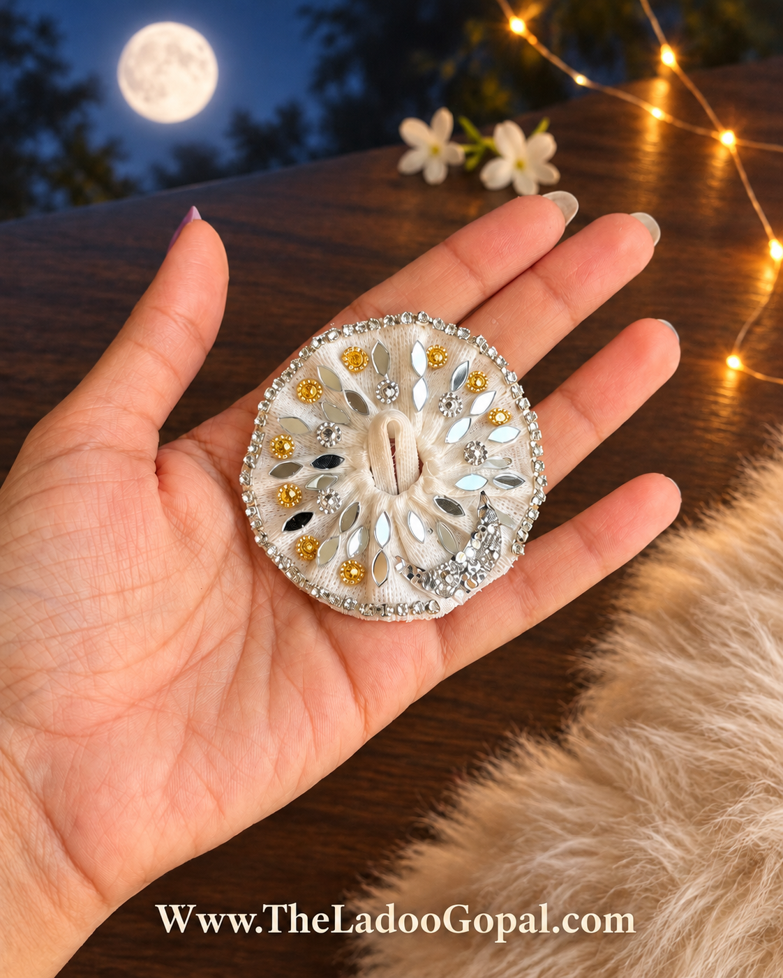 Sharad Purnima Chand Gopu Frock 🌙🤍 (Silver Golden)