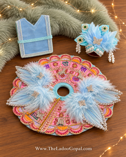 Radhe Butterfly Feather Dress 3 piece Set for Laddu Gopal