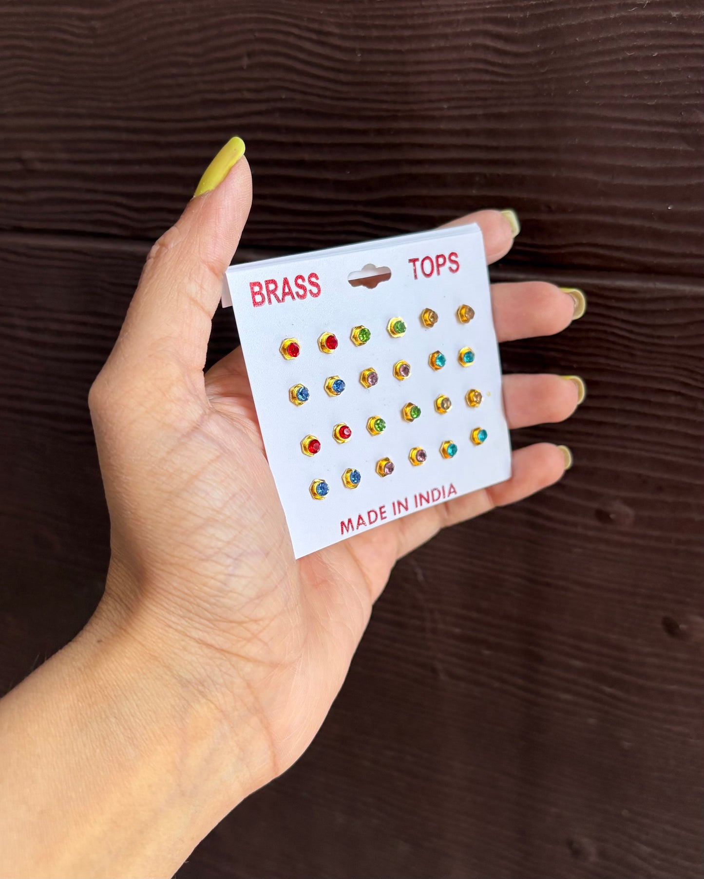 Colorful Brass Tops Earrings D7