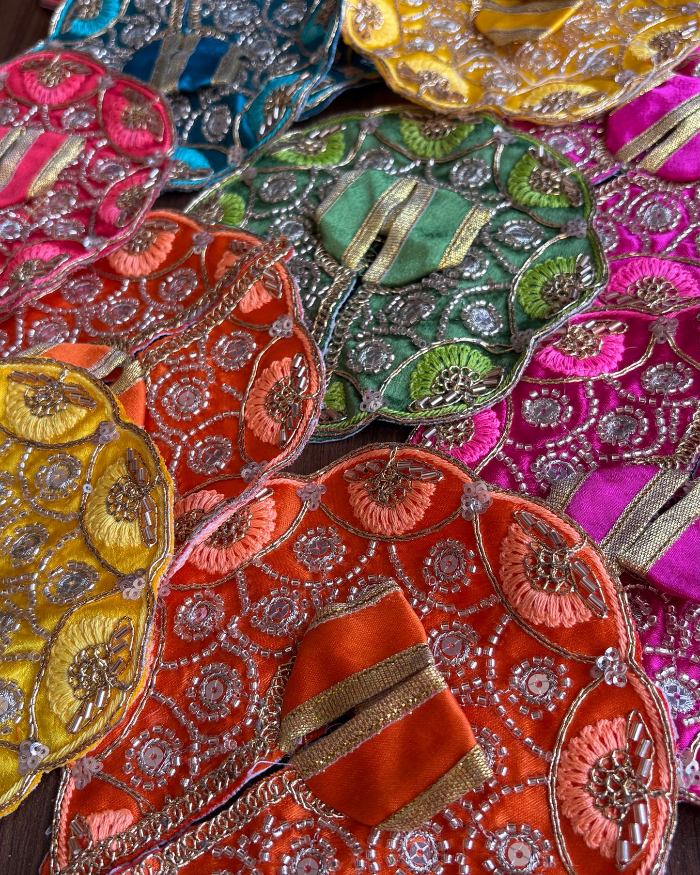 Laddu Moti Cut Work- Sequins Embroidery Work Frock for Laddu gopal