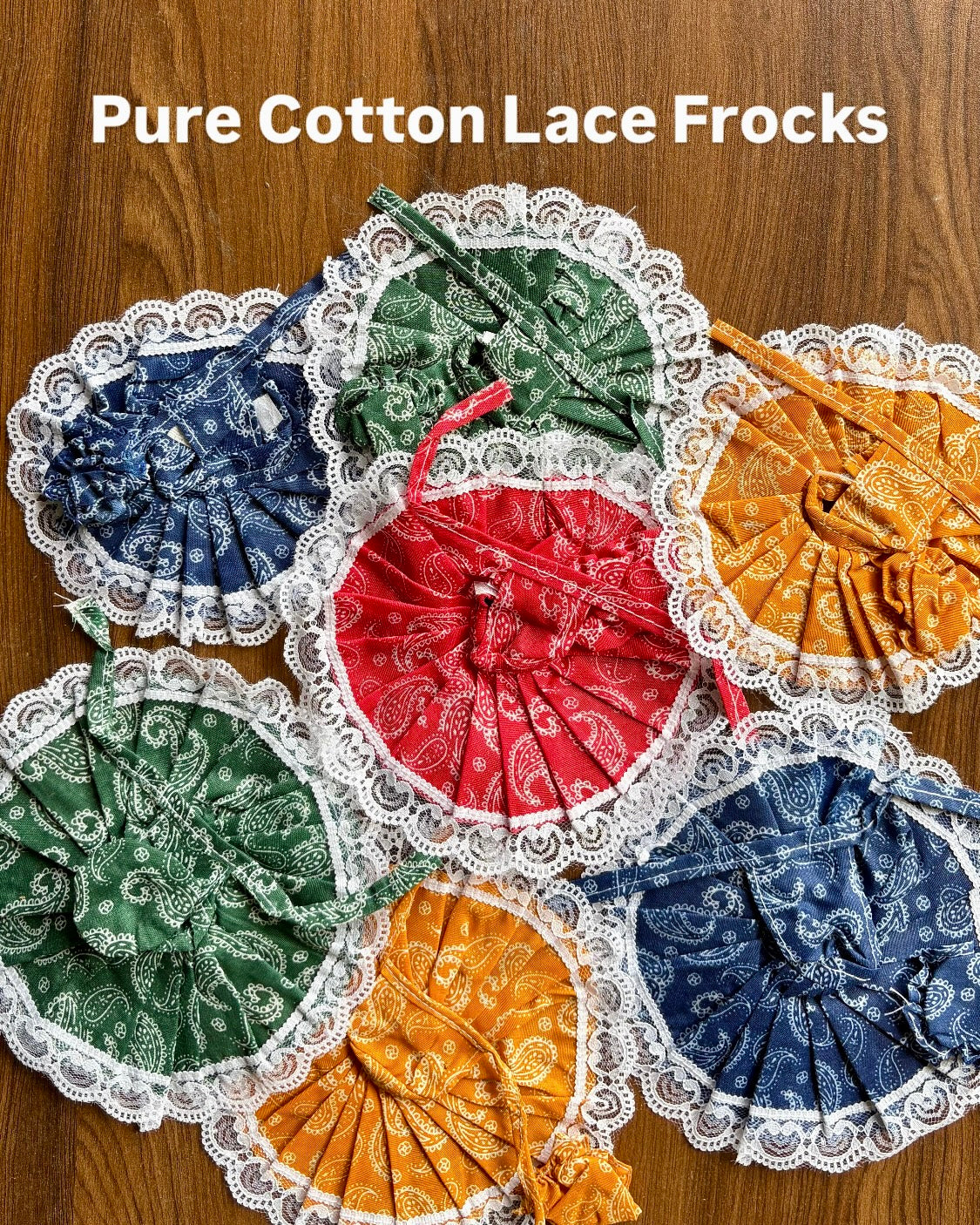 Cotton Lace Frocks (For Ladoo Gopal & Radha Rani)