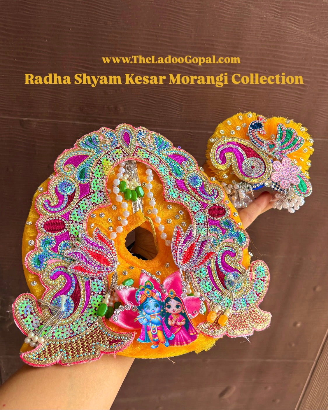Radha Shyam Kesar Morangi Designer Poshak 💛💜 + Mukut Pagdi (Janmashtami)