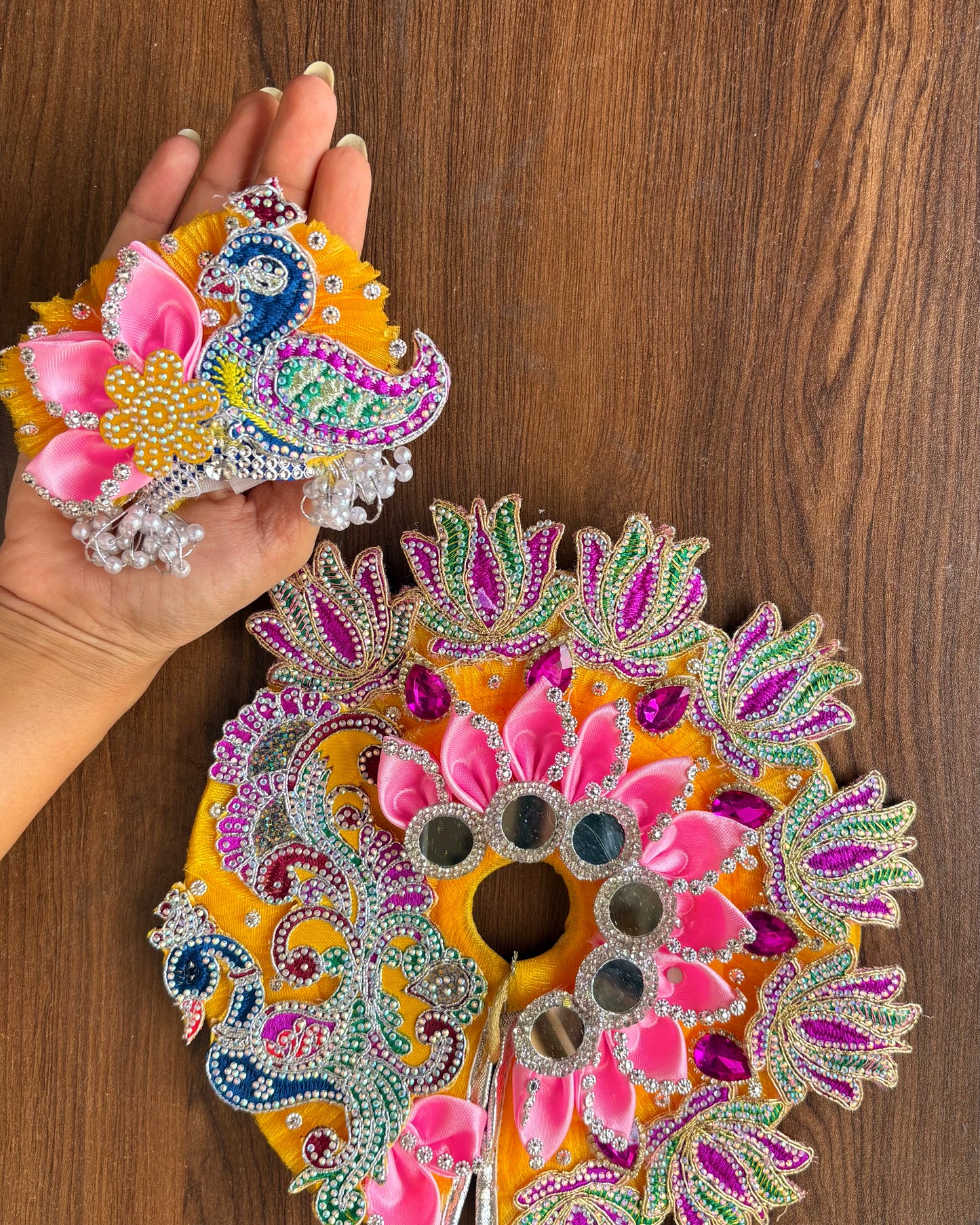 Lotus Pitambari Premium Shringar 🩷💛💜 + Mukut Pagdi & Patka (Janmashtami)