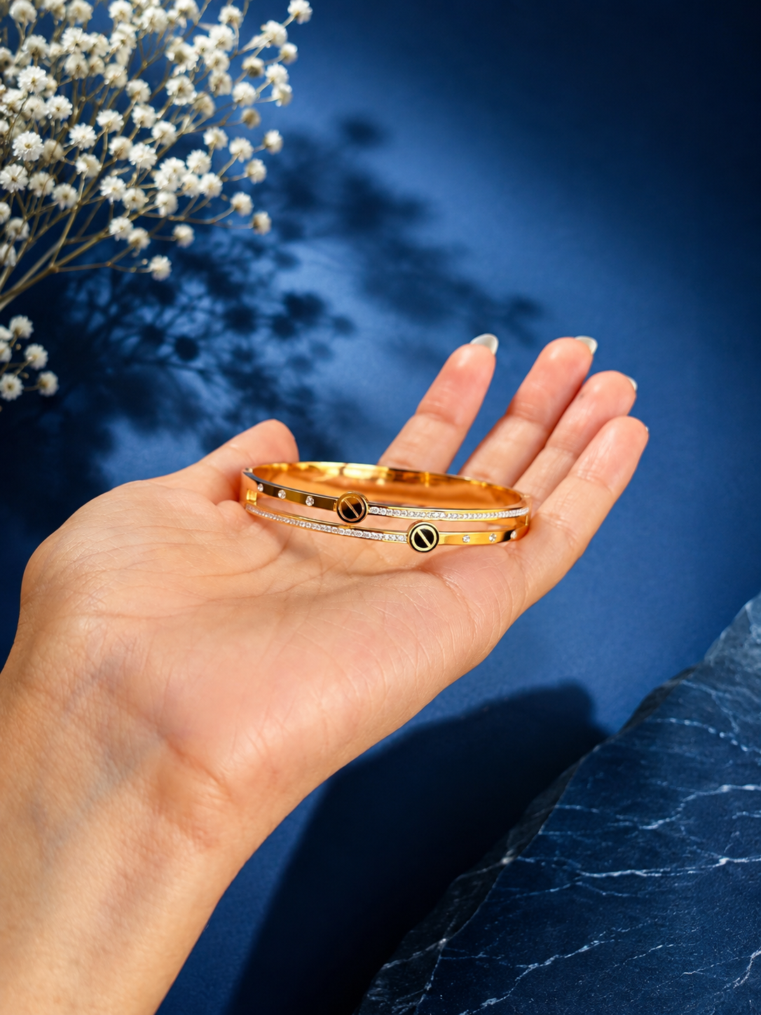Twin Spark Cuff Gold Bracelet ⭐