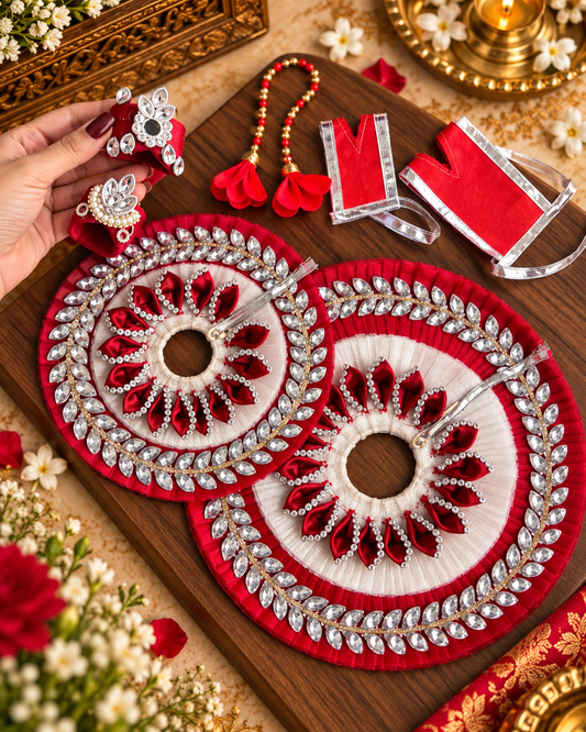 Ruby Mehroon Rajsi Shringar Dress Set for Laddu Gopal ❤️