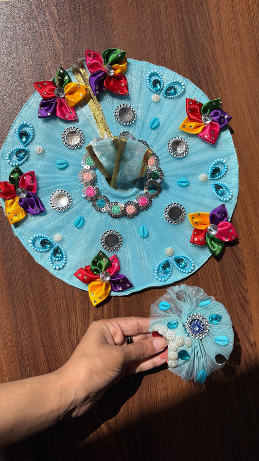 Blue Frock With Pagdi (Size 6)