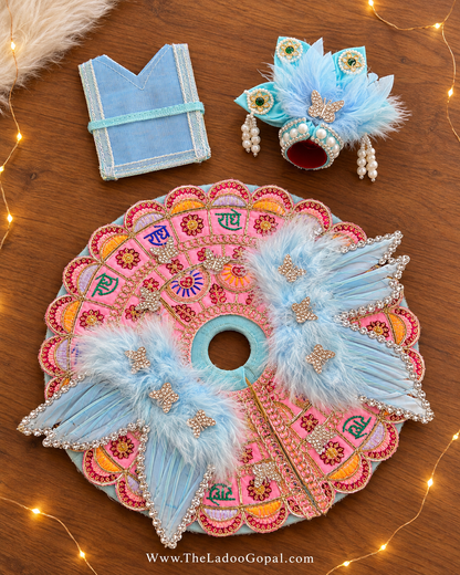 Radhe Butterfly Feather Dress 3 piece Set for Laddu Gopal