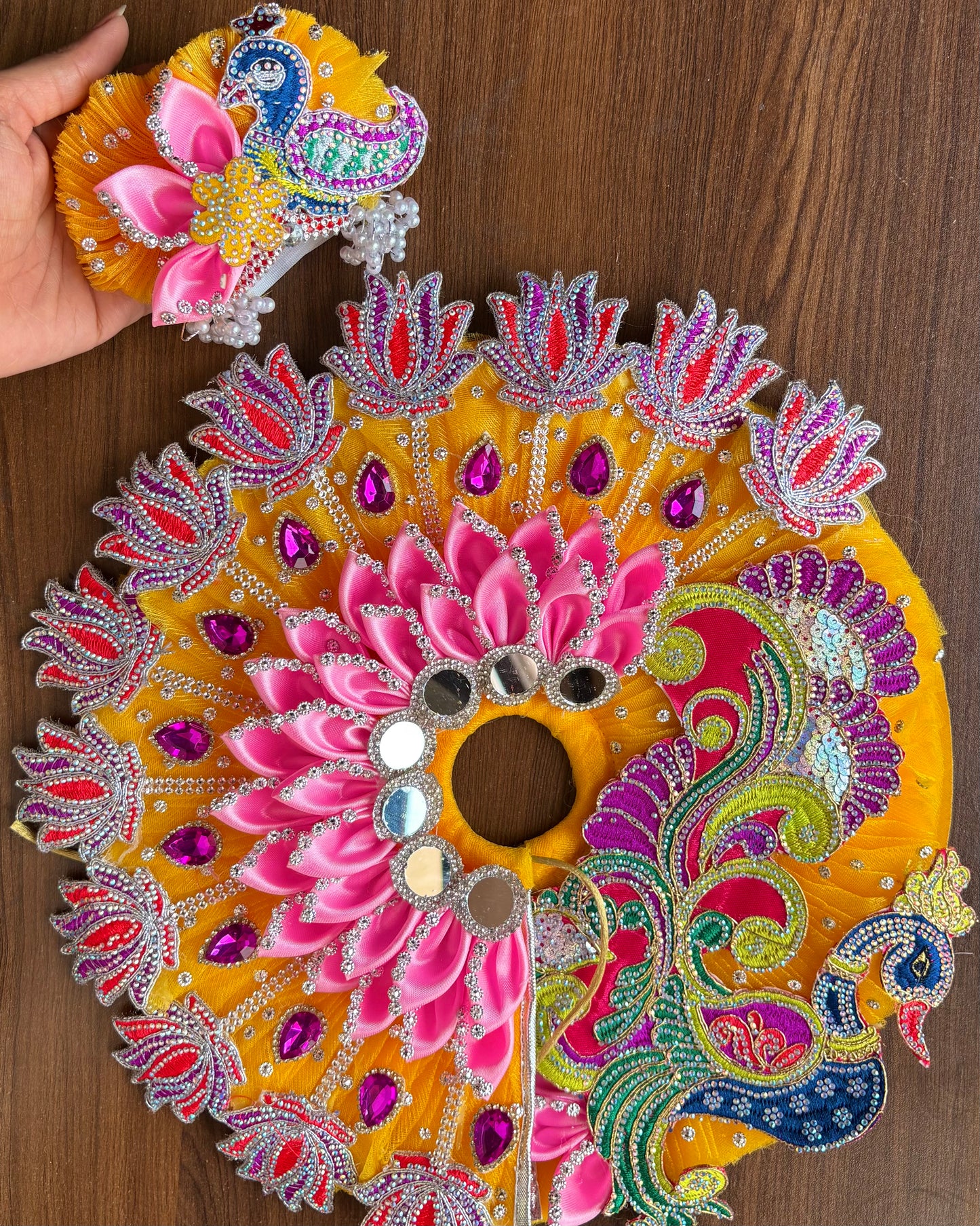 Lotus Pitambari Premium Shringar 🩷💛💜 + Mukut Pagdi & Patka (Janmashtami)